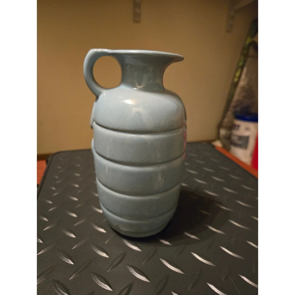 Frankoma Pottery‎ 831 Beehive Ribbed Jug Vase Sky Blue Glaze Vintage Art Pottery